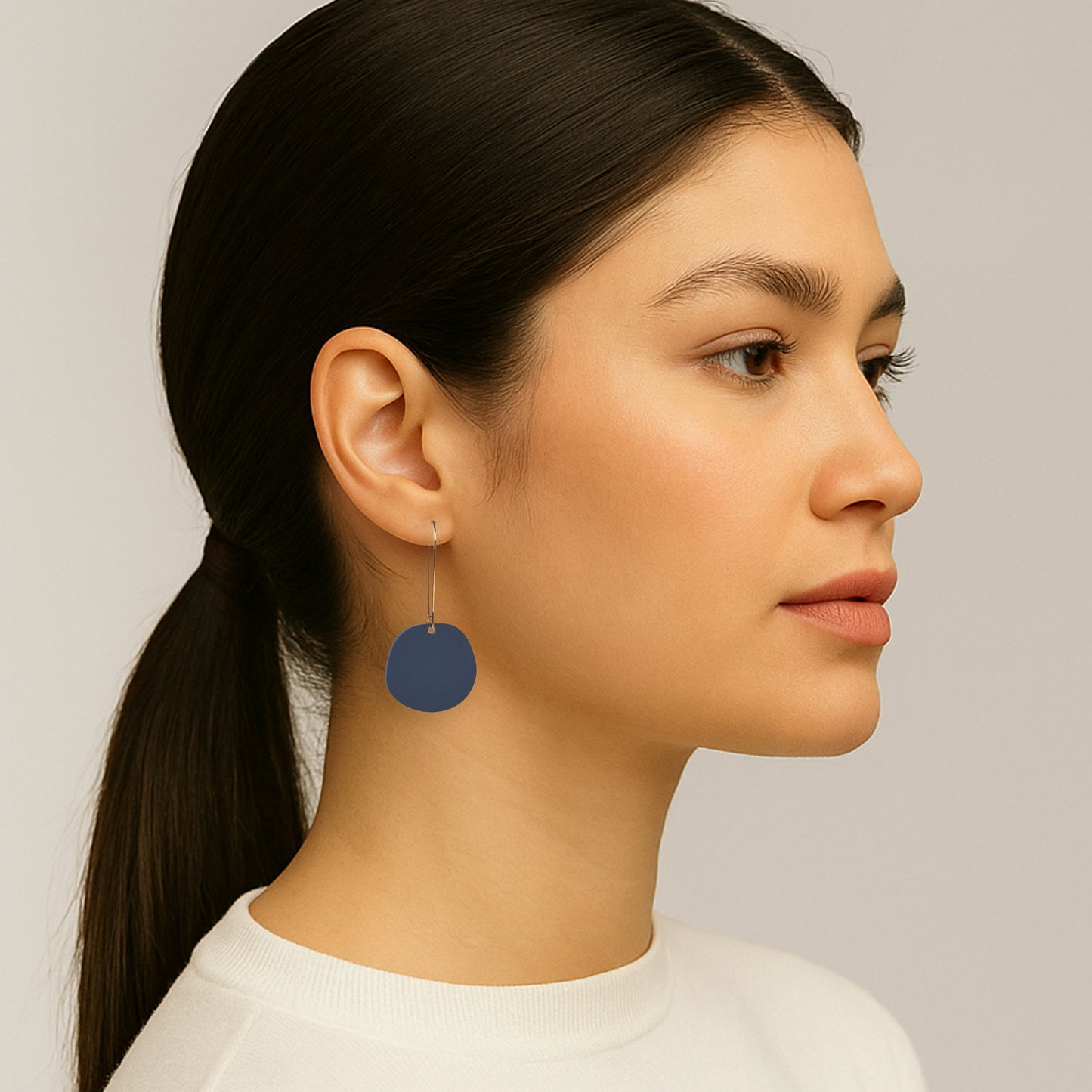 Organic Dangle - Matte Denim Blue Earrings