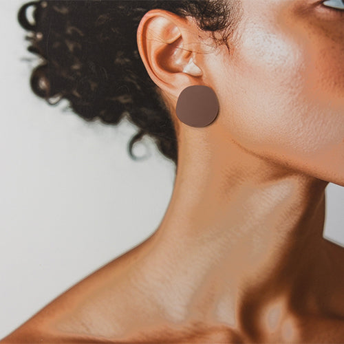 Organic Statement Stud Earrings - Burgundy