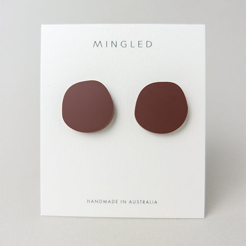 Organic Statement Stud Earrings - Burgundy