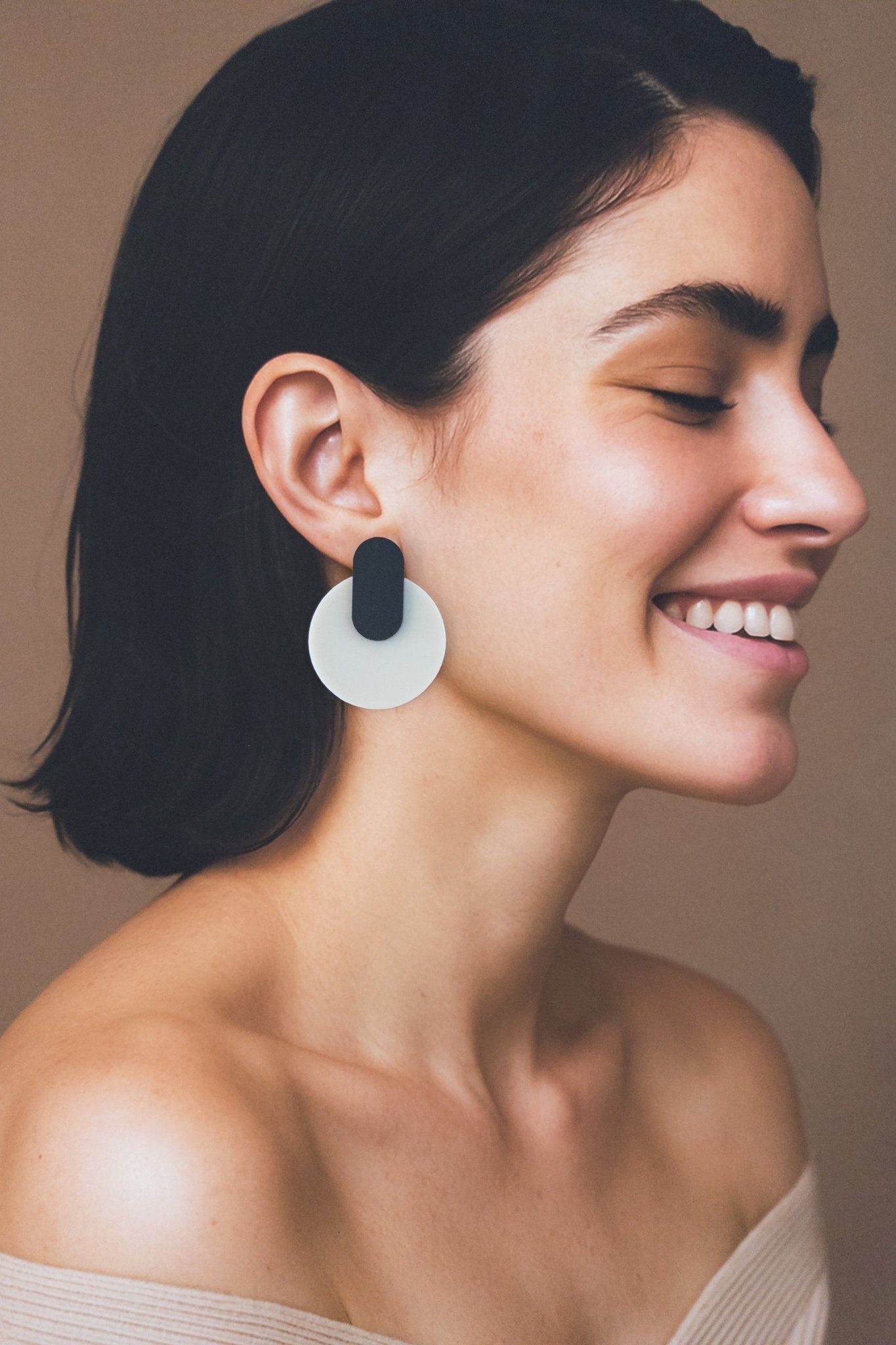 Orion Statement Studs - Matte Black and Nutmeg Brown - Mingled