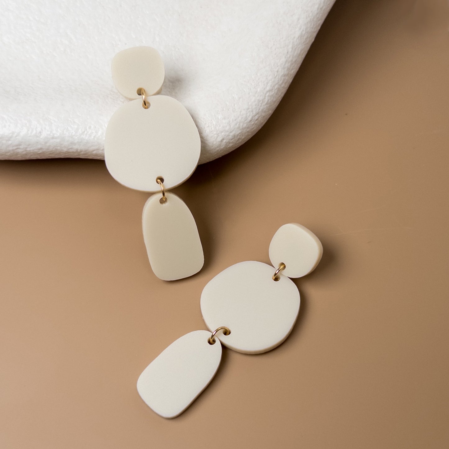 Beige Statement Earrings