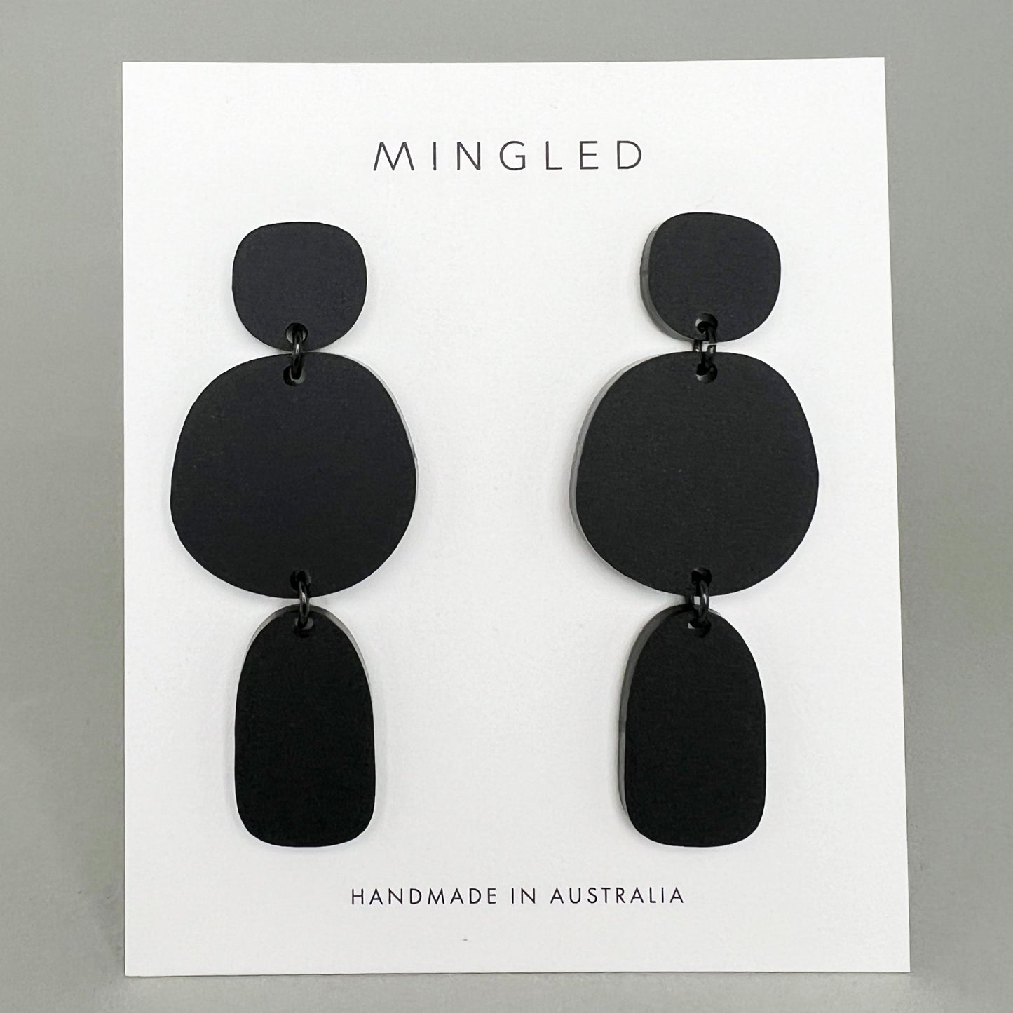 Petra Statement Dangle Earrings - Black - Mingled