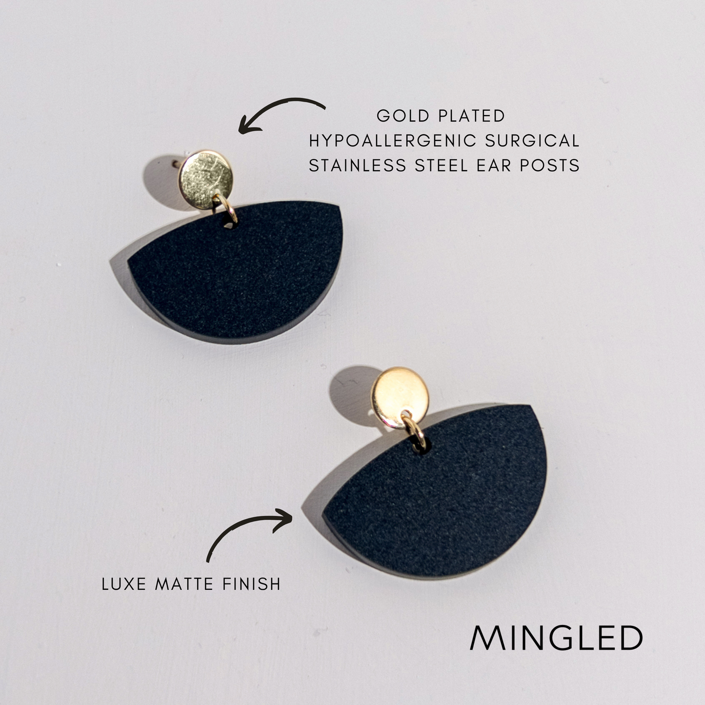 Petticoat Minimalist Dangle Earrings - Black