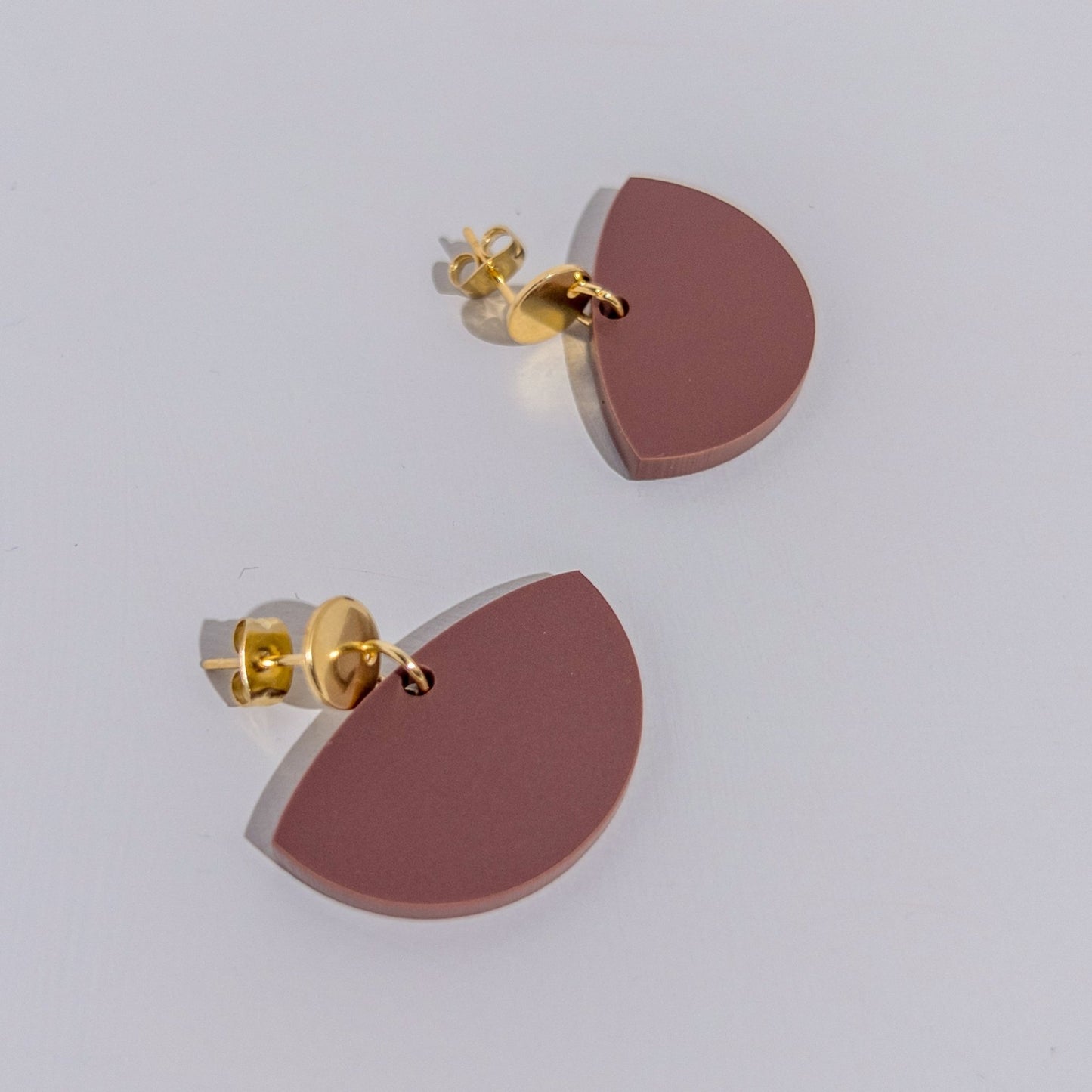 Petticoat Minimalist Dangle Earrings - Matte Nutmeg Brown - Mingled