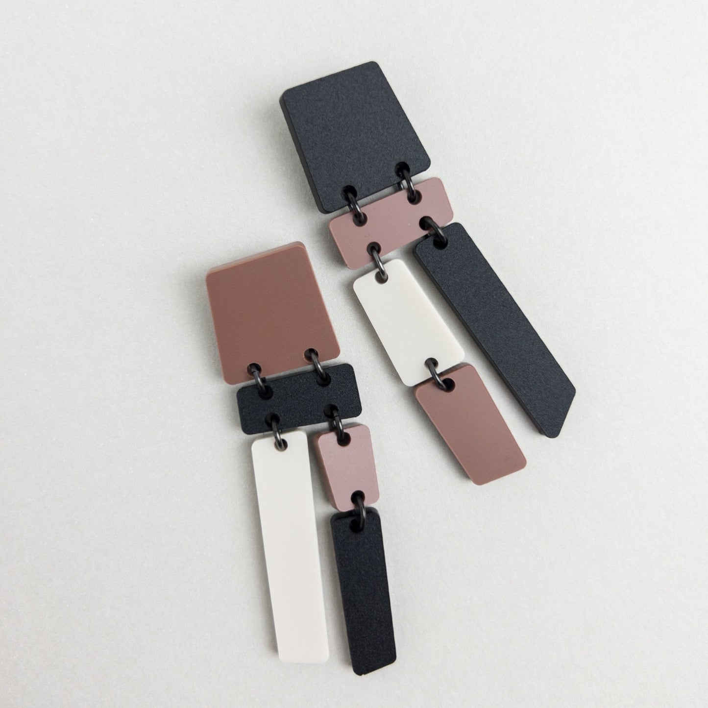 PILA Statement Earrings - Nutmeg, Beige and Black - Mingled