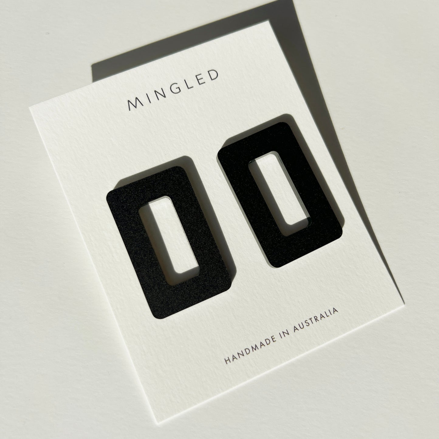 Rectangle Matte Black Stud Earrings