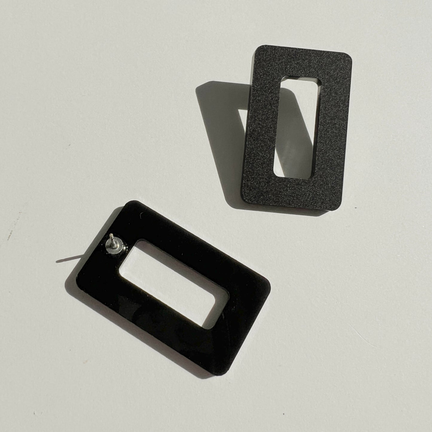 Rectangle Matte Black Stud Earrings