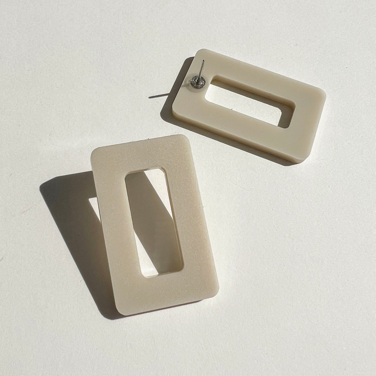 Rectangle Stud Earrings - Ivory Beige