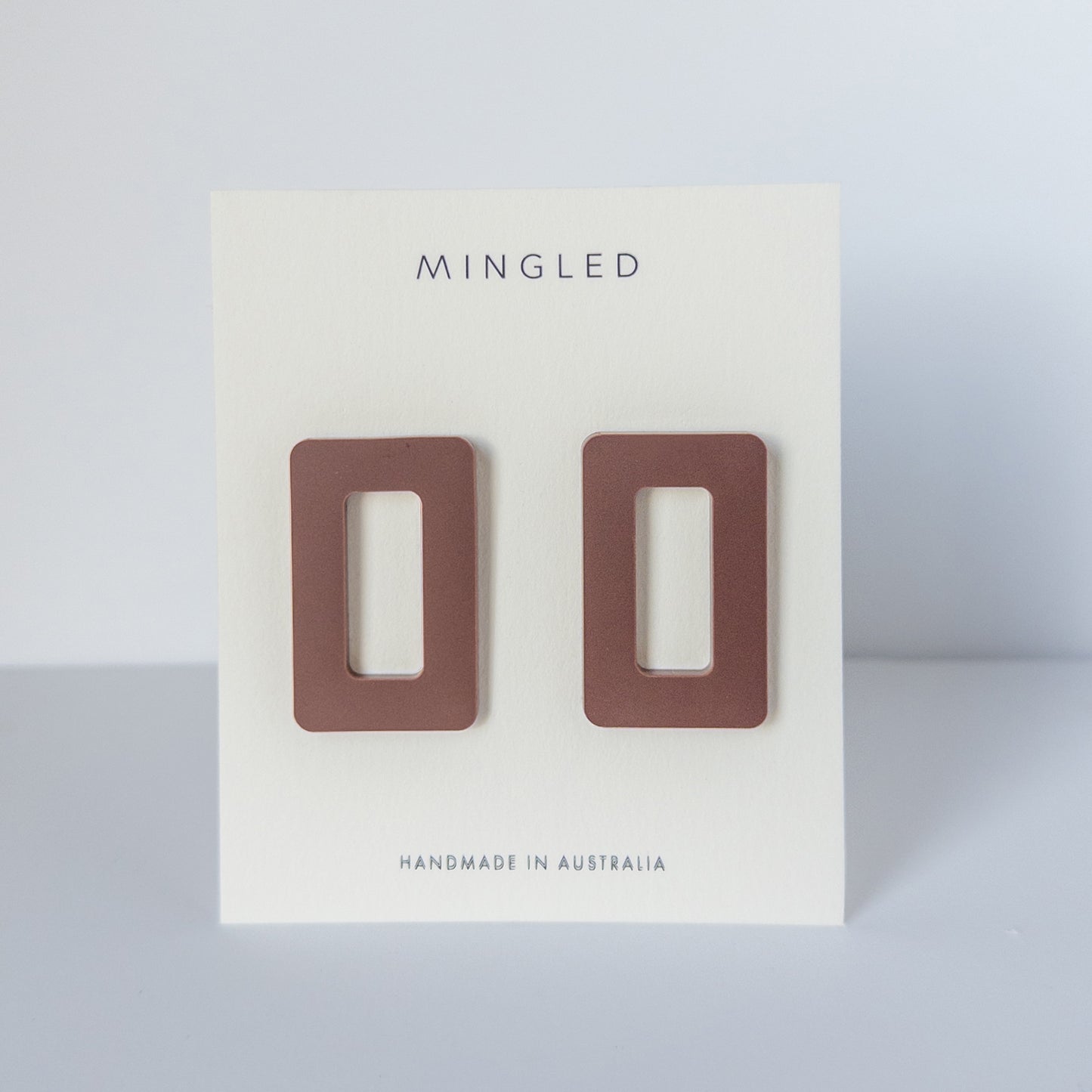 Rectangle Stud Earrings - Burgundy