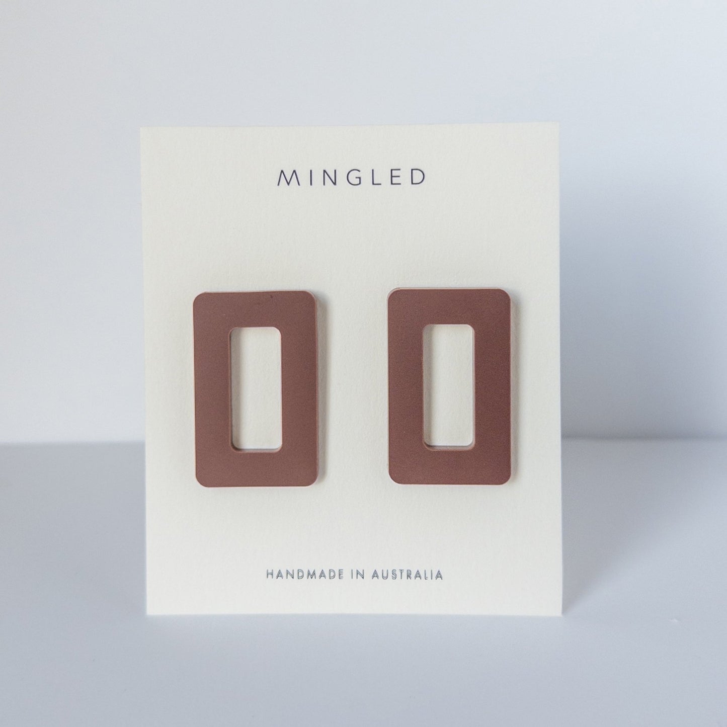 Rectangle Stud Earrings - Matte Nutmeg Brown - Mingled