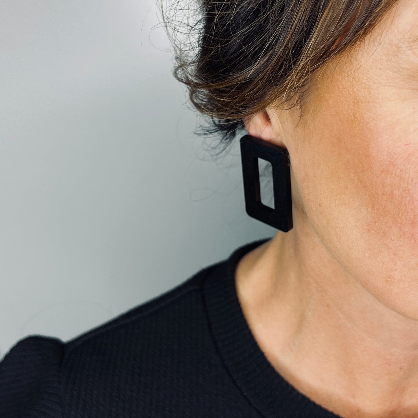 Rectangle Stud Earrings - Olive Green