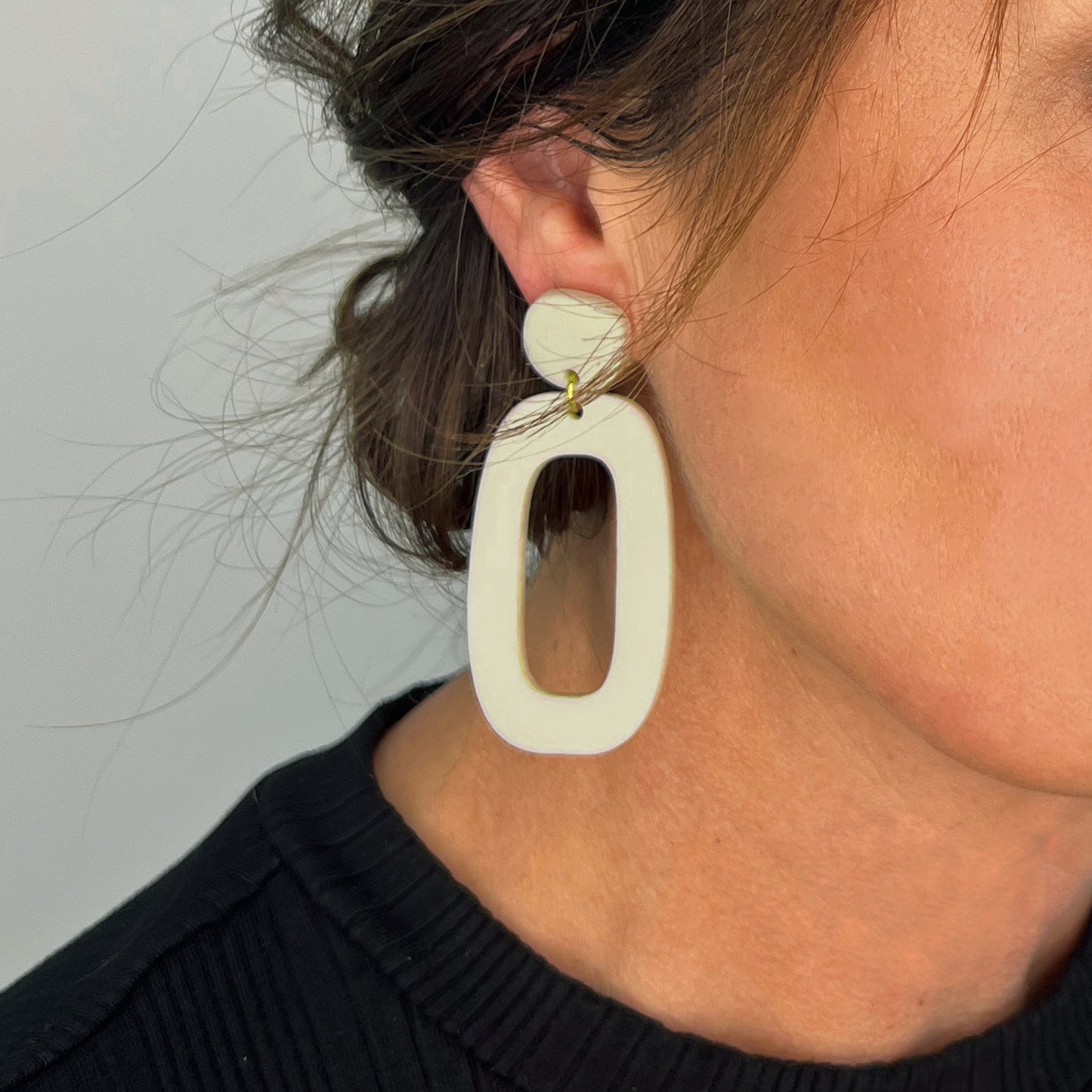 RILEY Dangle Earrings - Ivory Beige