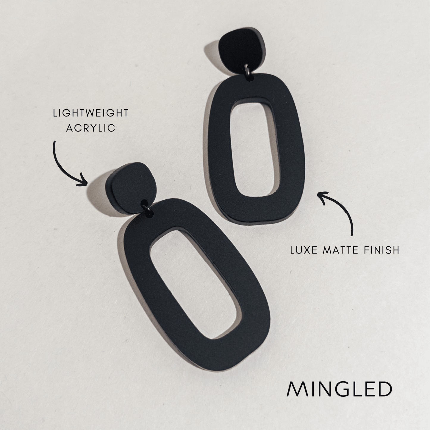 RILEY Dangle Earrings - Matte Black - Mingled