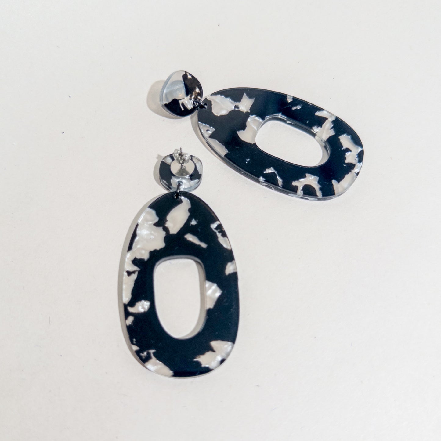 SOKO Large Statement Earrings - Black and White Pearl