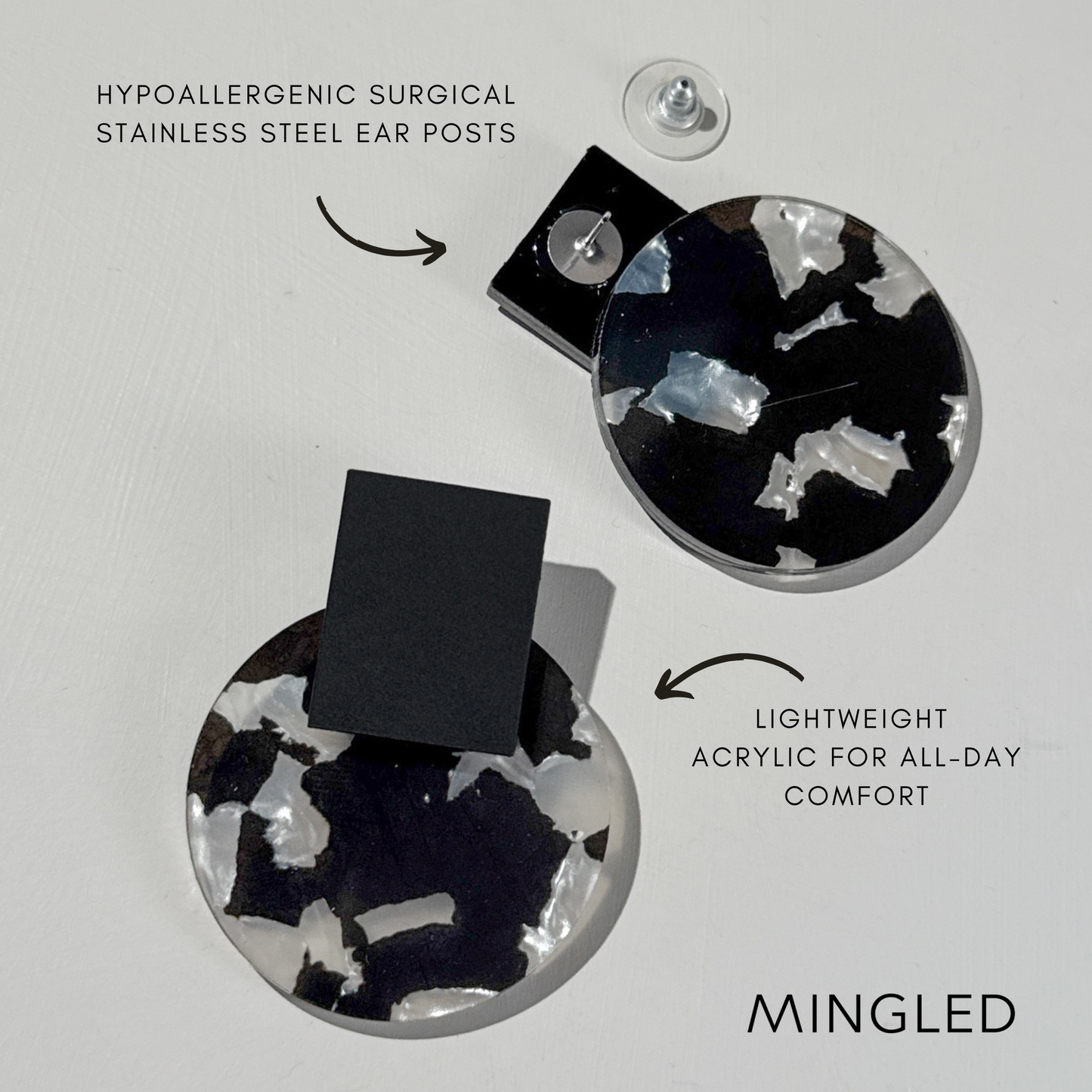 Solara Black and White Pearl Statement Earrings