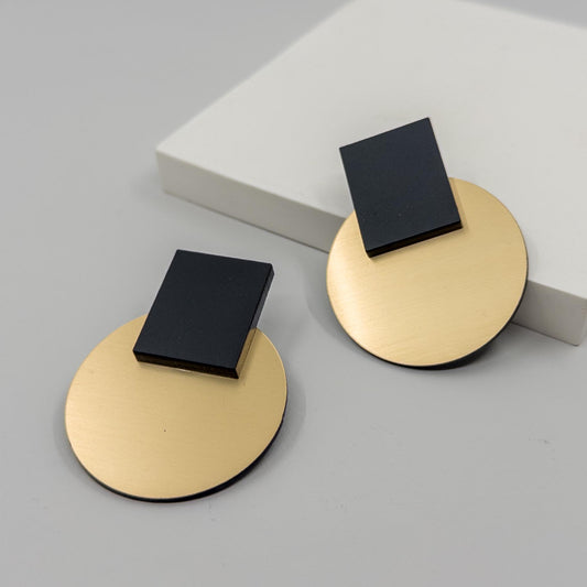 Solara Black and Gold Statement Earrings