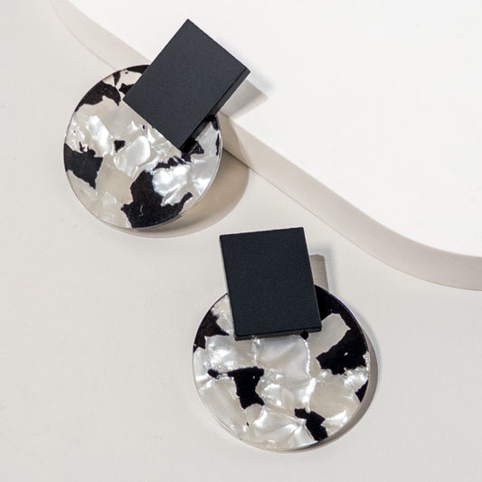 Solara Black and White Pearl Statement Earrings