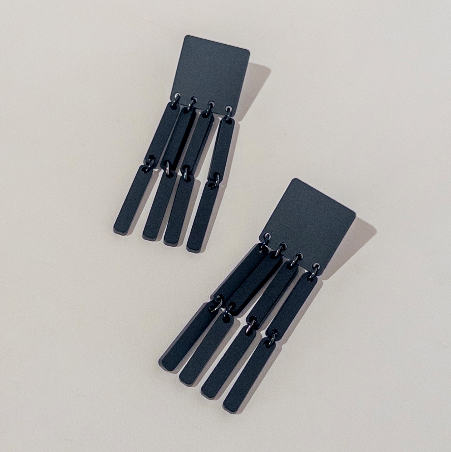 Square Tassel Earrings - Matte Black