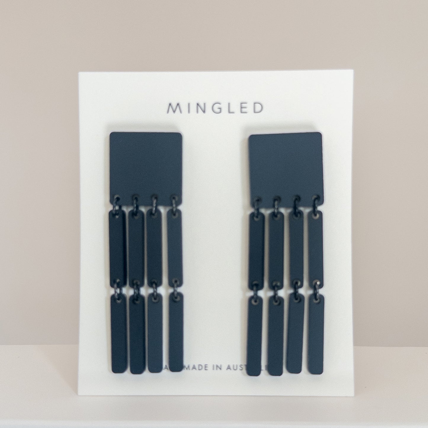 Square Tassel Earrings Black