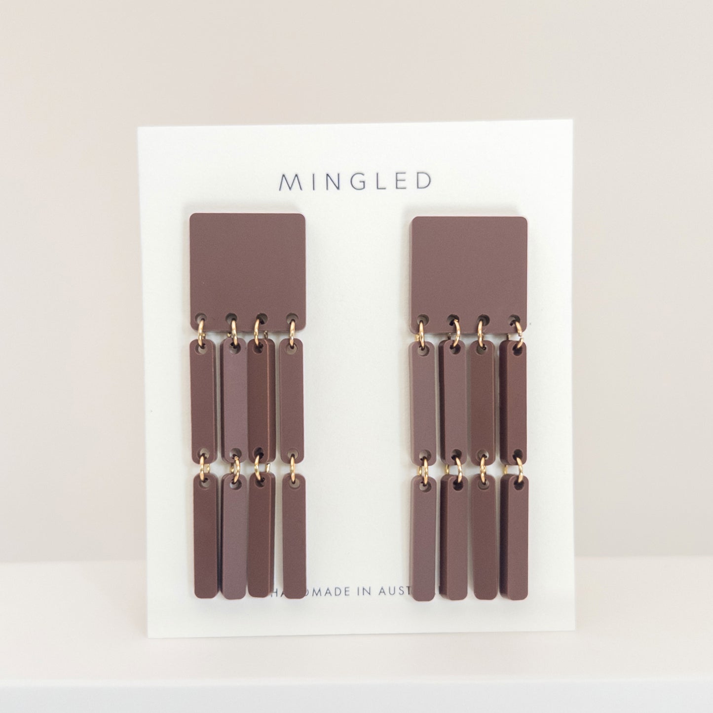 Square Tassel Earrings Burgundy