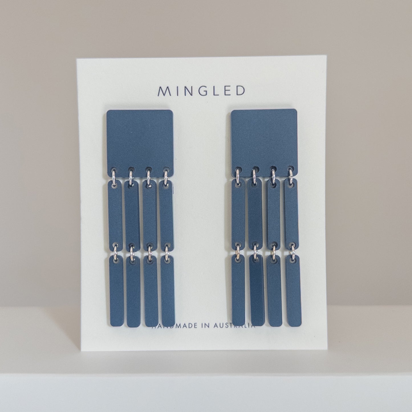 Square Tassel Earrings Navy