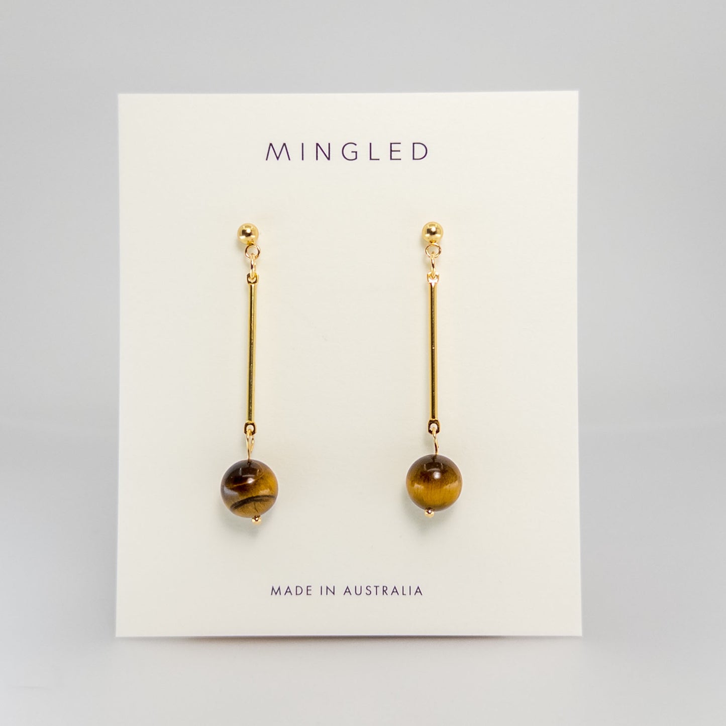 Pendulum Drop Earrings - Tiger Eye - Mingled