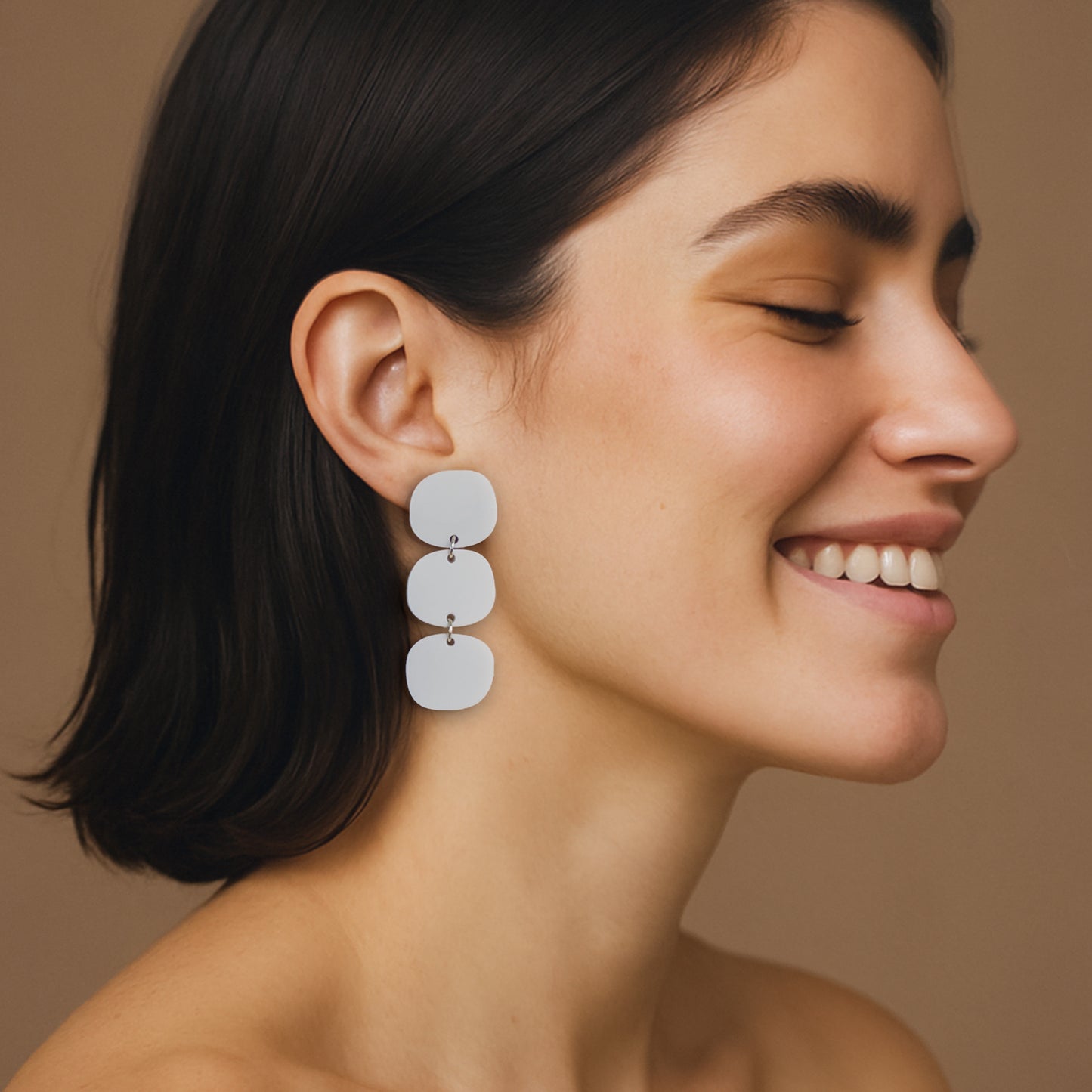Triple Stack Dangles - Ivory Beige
