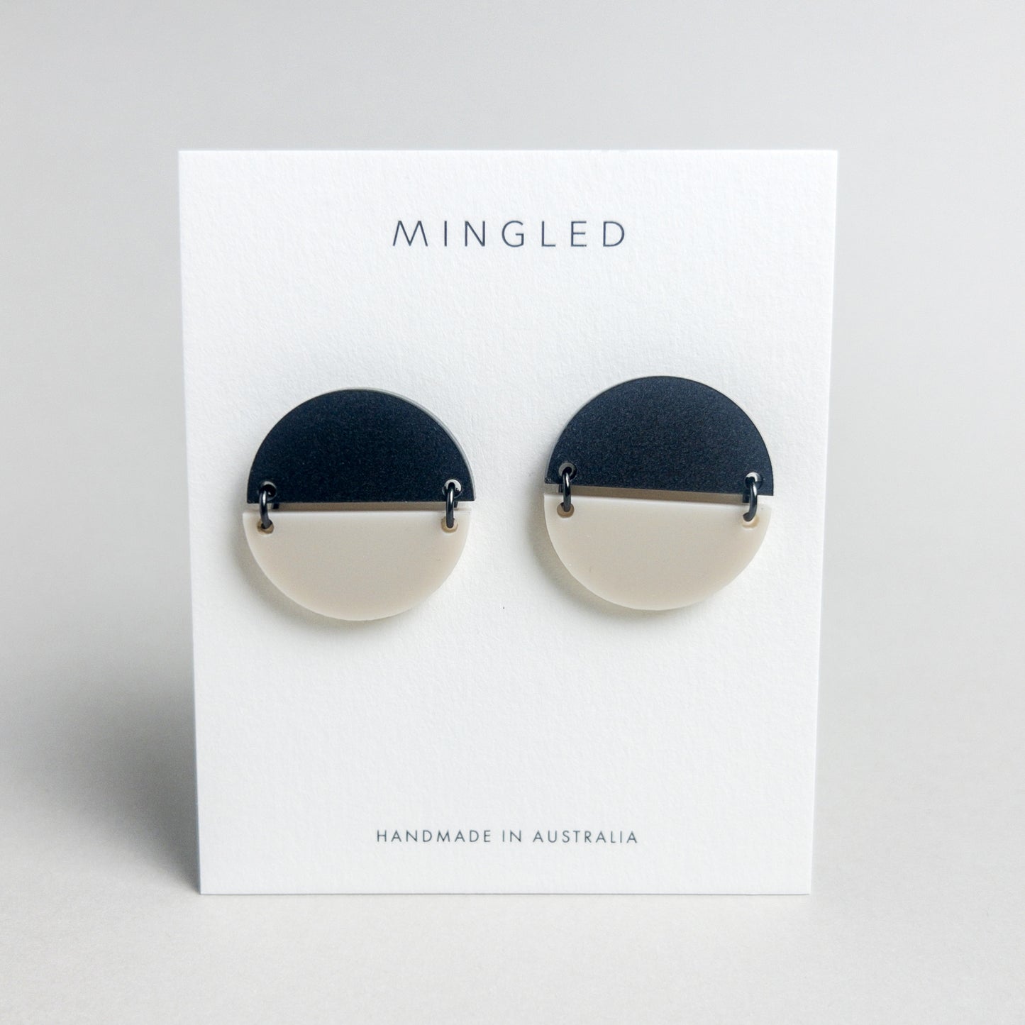 TWO PIECE Statement Earrings - Ivory Beige and Black