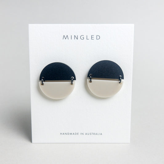 TWO PIECE  Ivory and Black Statement Earrings