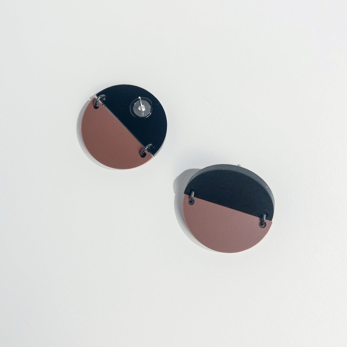 TWO PIECE Statement Earrings - Nutmeg and Black