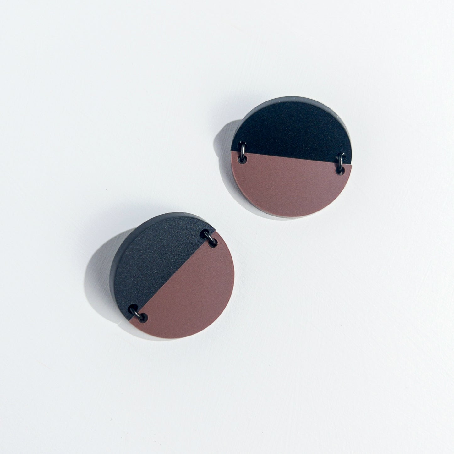 TWO PIECE Statement Earrings - Nutmeg and Black