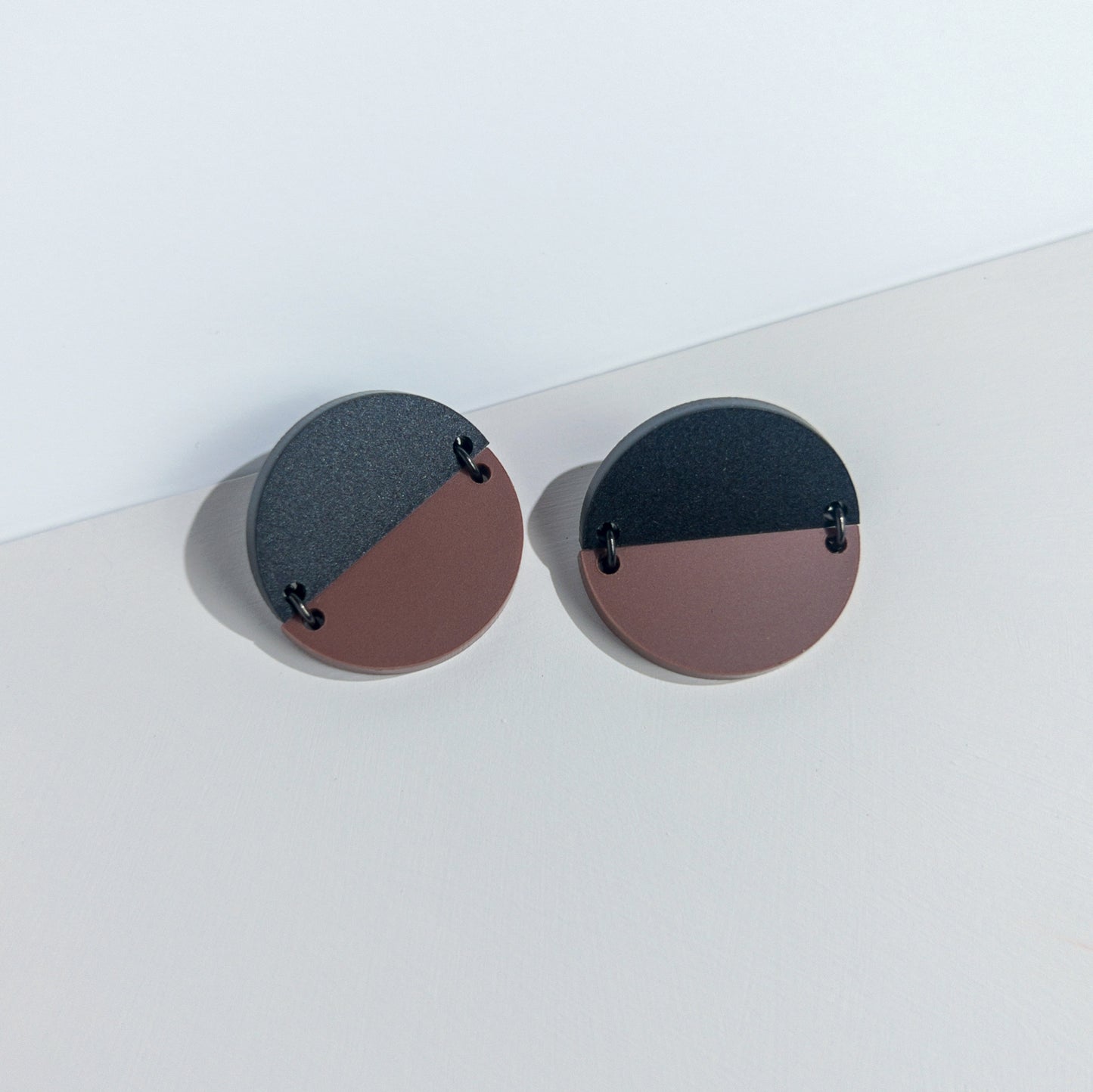 TWO PIECE Statement Earrings - Nutmeg and Black
