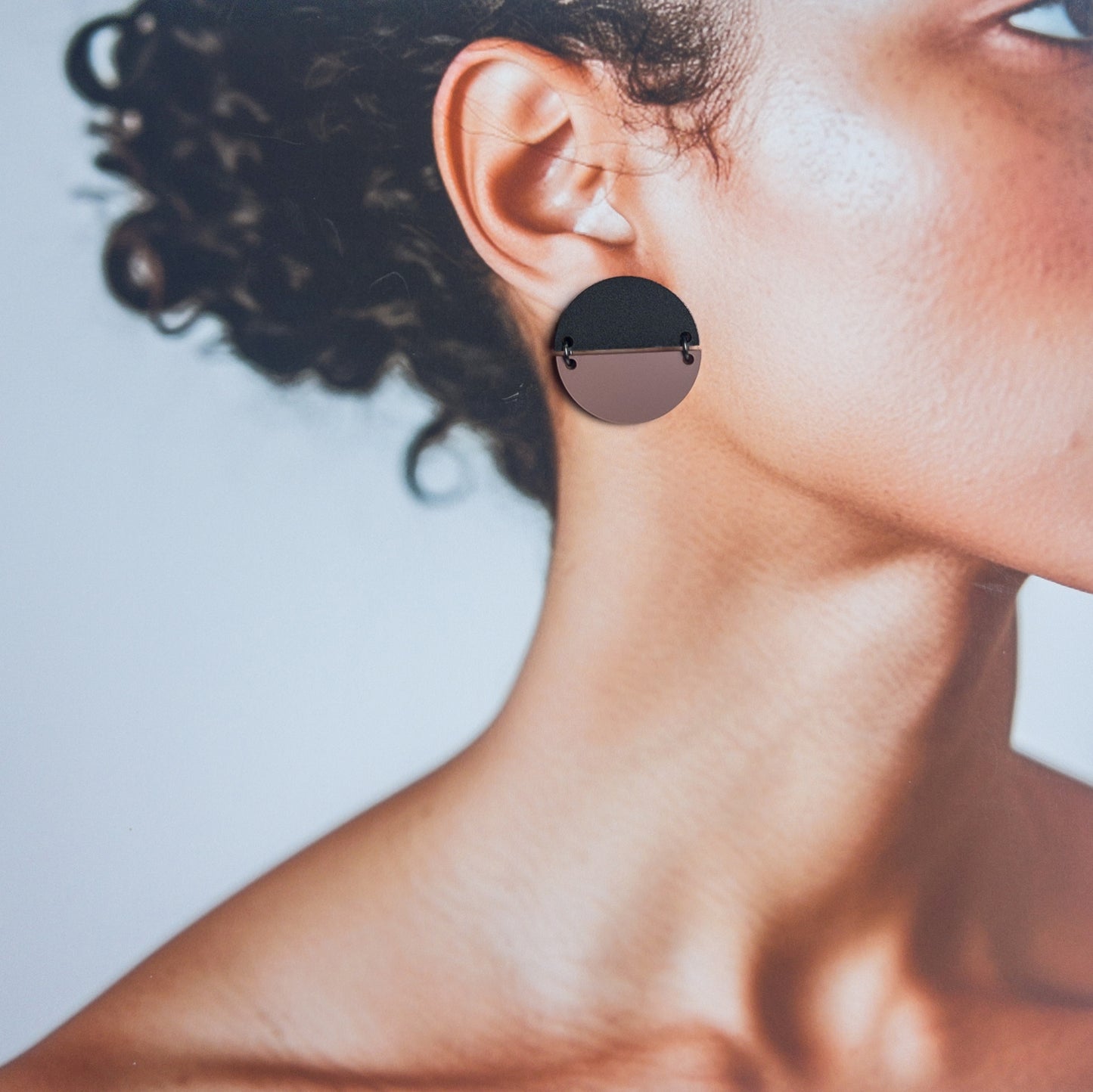 TWO PIECE Statement Earrings - Nutmeg and Black