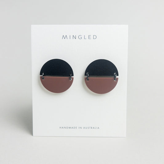 TWO PIECE Statement Earrings - Burgundy