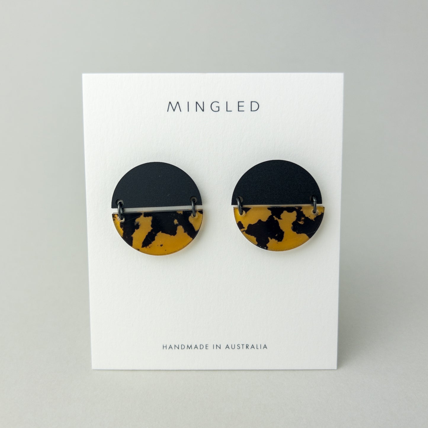 TWO PIECE Statement Earrings - Tortoise Shell and Black