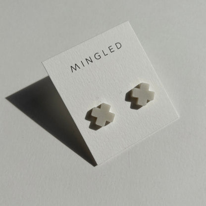 Cross Stud - Matte Ivory Beige - Mingled