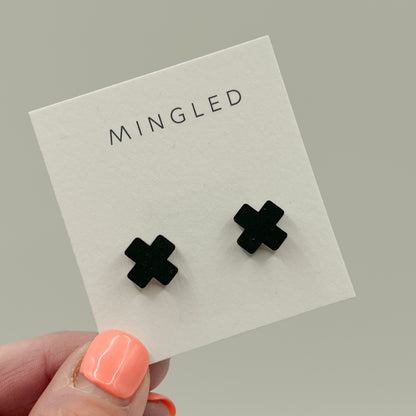Cross Stud - Matte Black - Mingled