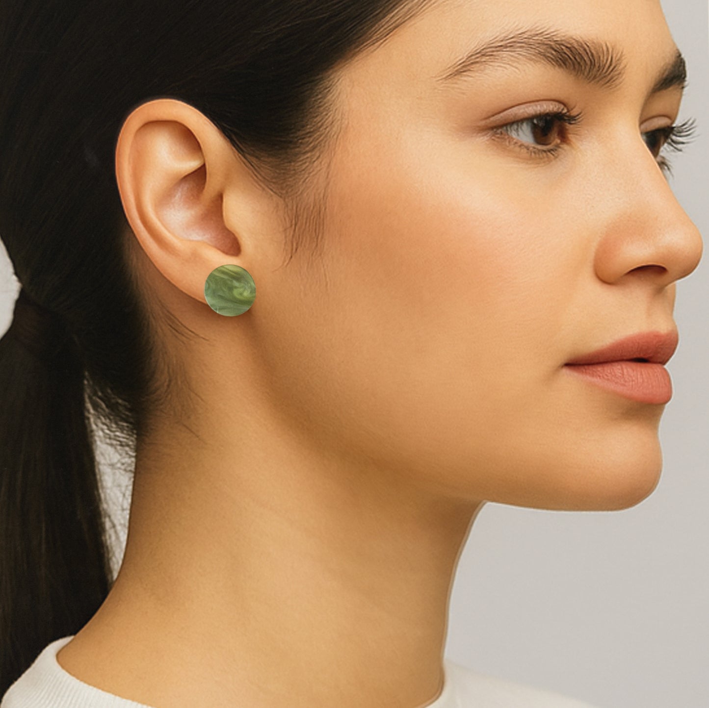 15mm Round Stud - Moss