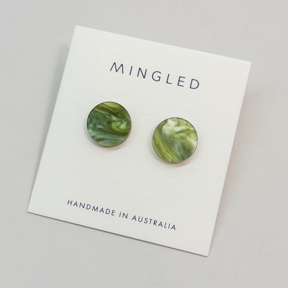 15mm Round Stud - Moss - Mingled