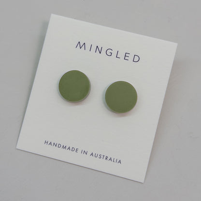 15mm Round Stud - Matte Olive Green - Mingled