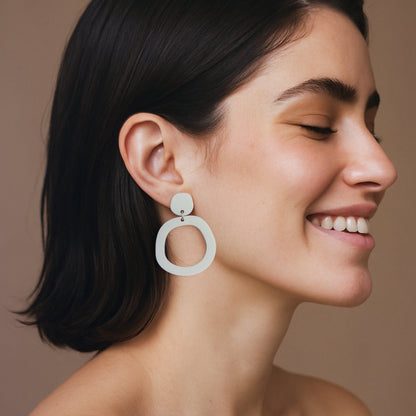 ALEXA Dangle Earrings - Matte Ivory Beige - Mingled