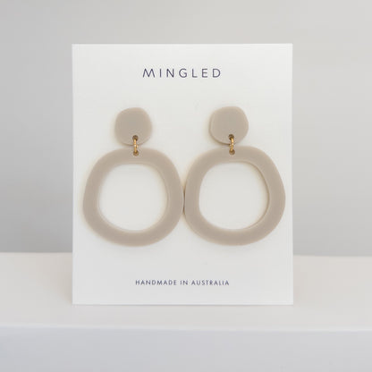 ALEXA Dangle Earrings - Matte Ivory Beige - Mingled