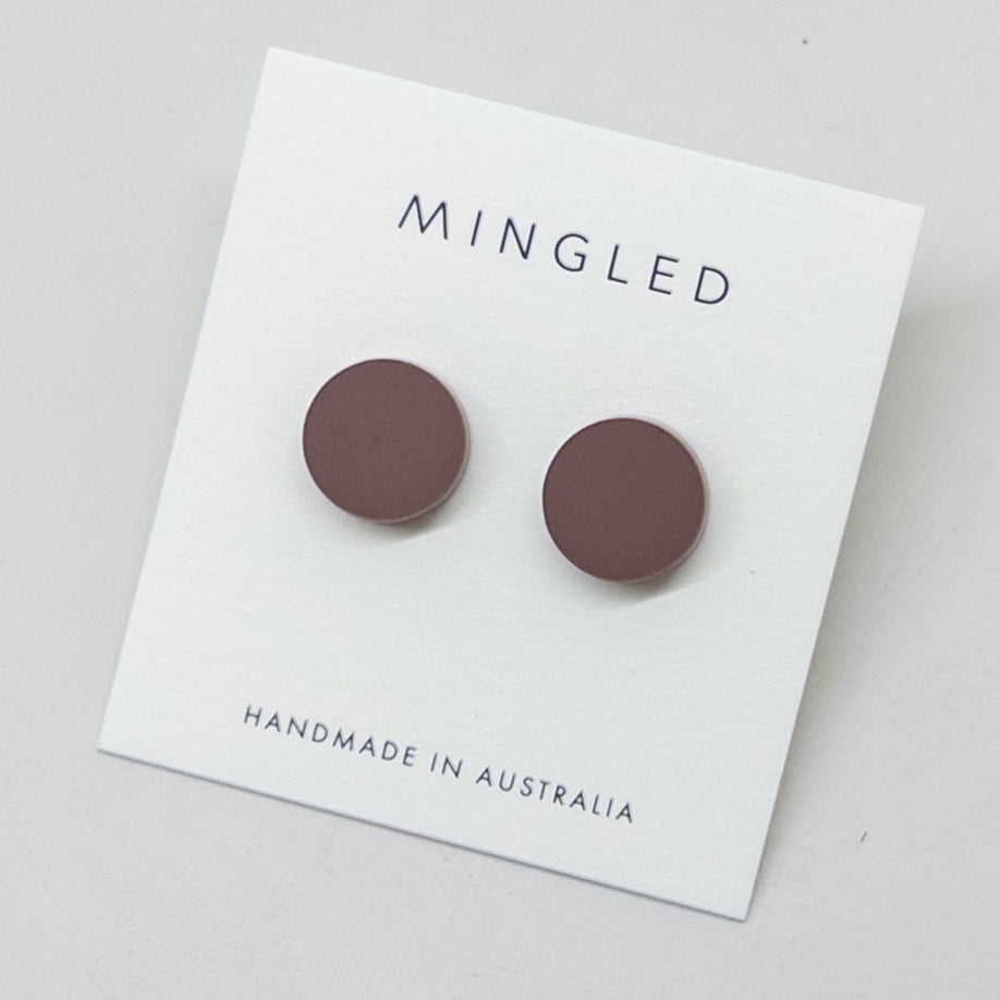 15mm Round Stud - Matte Nutmeg Brown