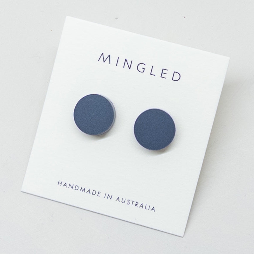 15mm Round Stud - Matte Navy Blue