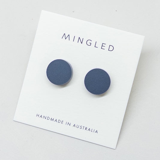 15mm Round Stud - Matte Navy Blue
