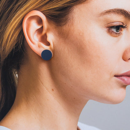Set of 3 Studs - 15mm Round - Matte Ivory, Matte Navy, Matte Black - Mingled