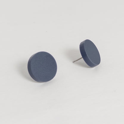 Set of 3 Studs - 15mm Round - Matte Ivory, Matte Navy, Matte Black - Mingled