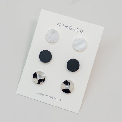 Set of 3 Studs - 15mm Round - Twilight - Mingled