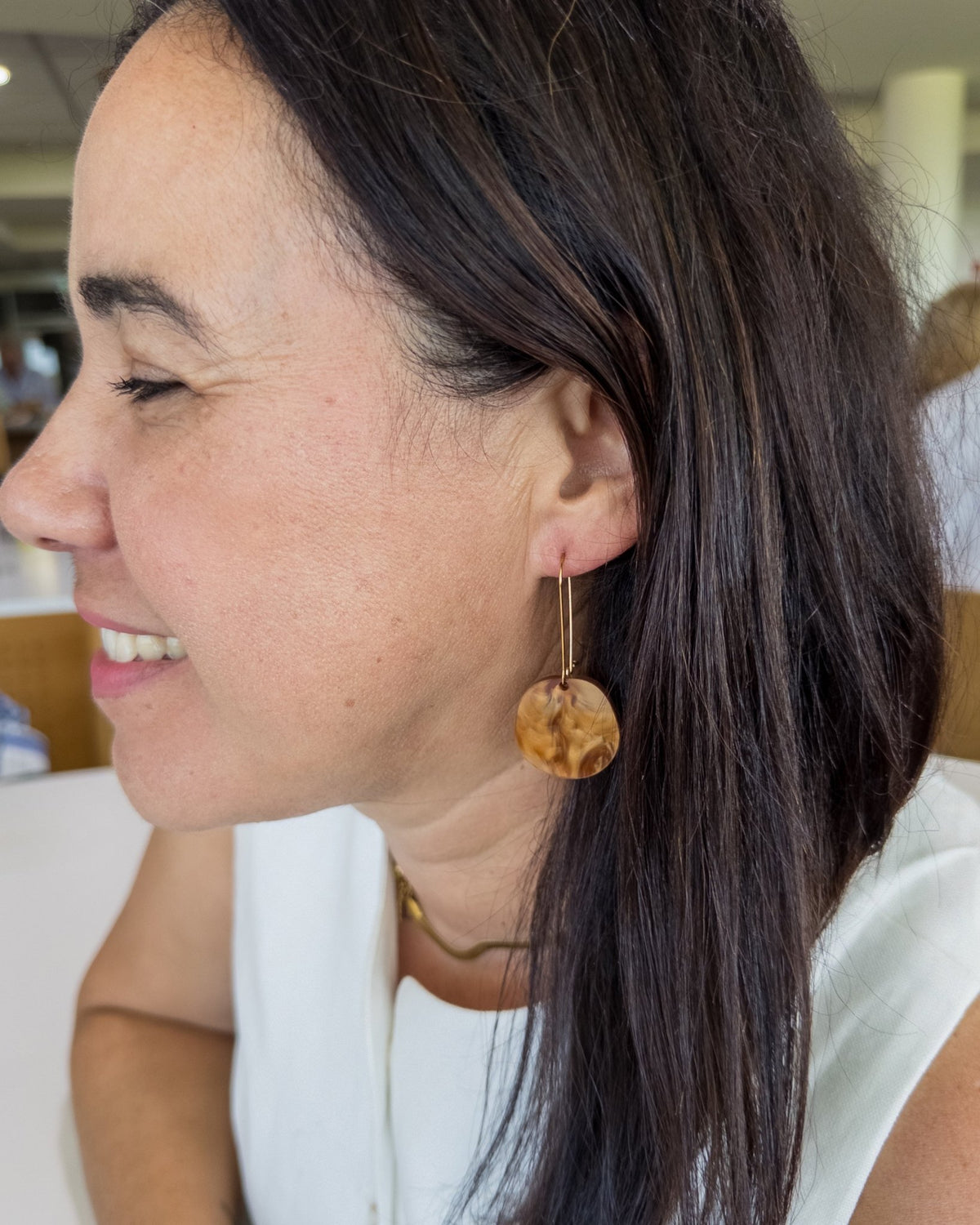 Organic Dangle Earrings - Caramel - Mingled