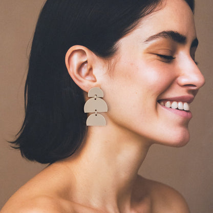 Izzy Statement Earrings - Matte Latte - Mingled